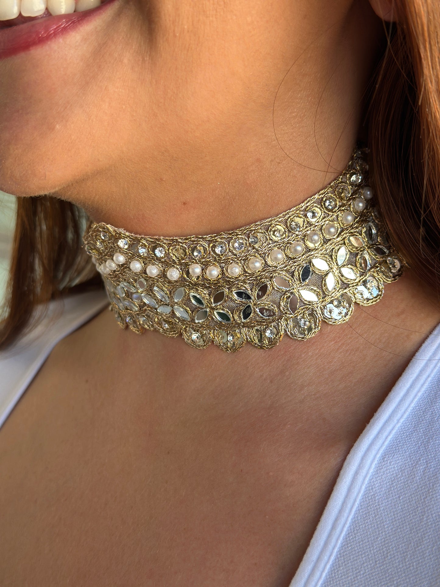 Chocker Perla Dorado