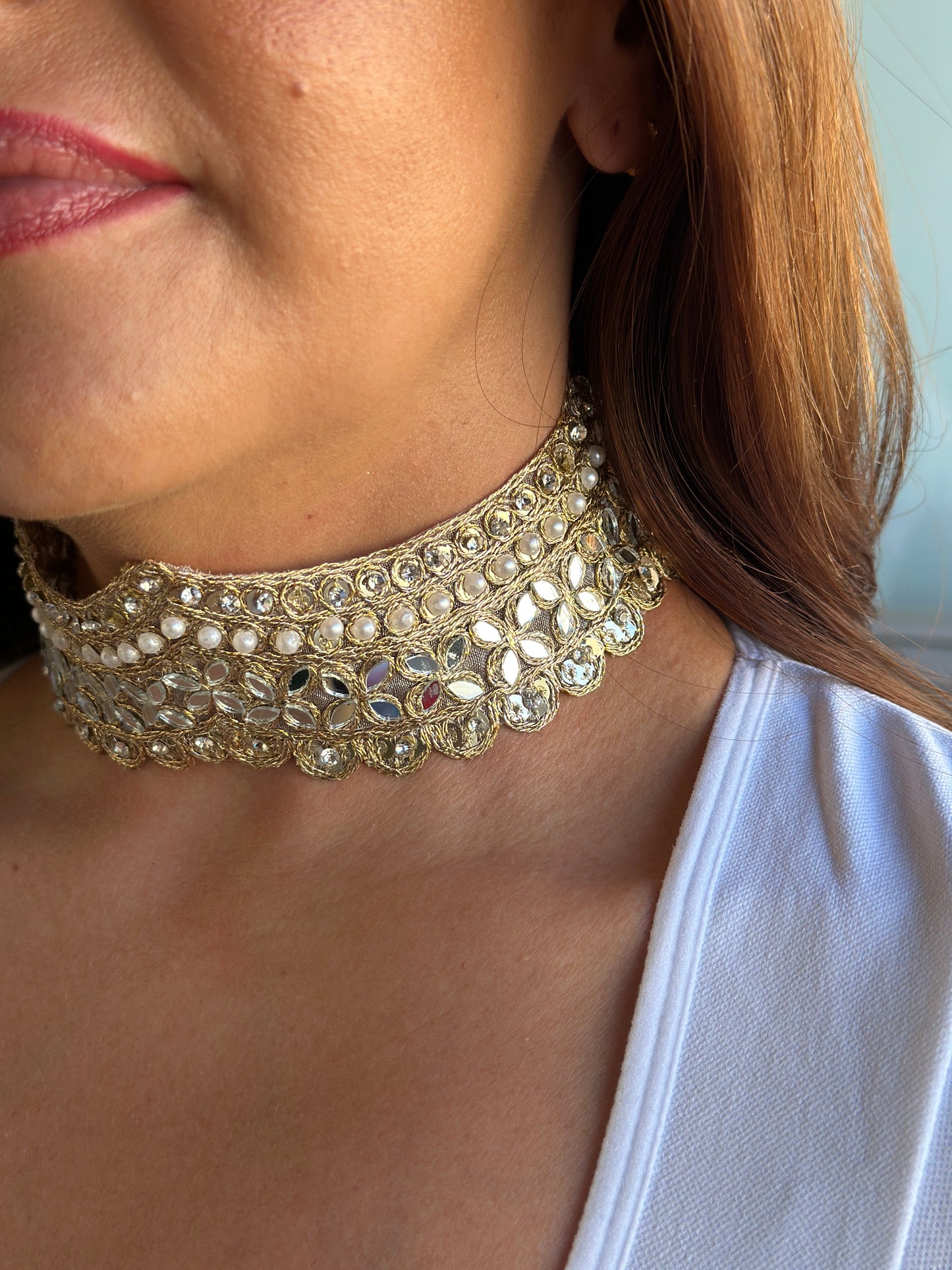 Chocker Perla Dorado
