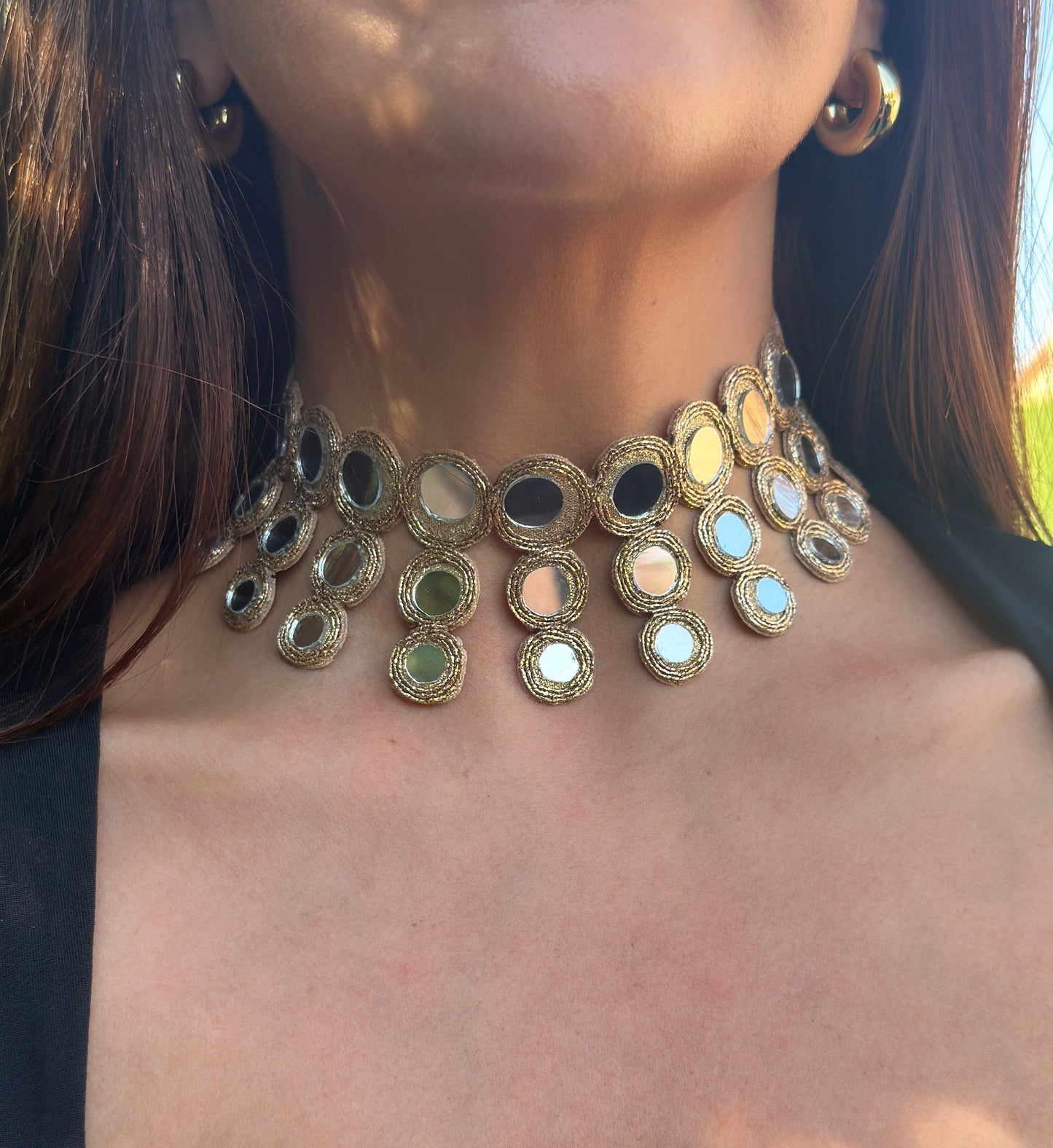 Chocker Triple Círculo Dorado