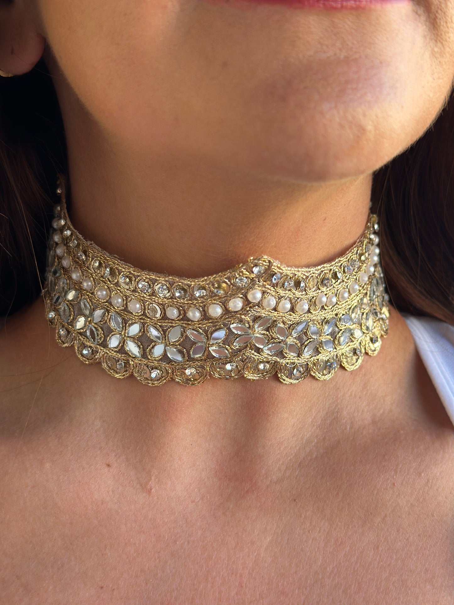 Chocker Perla Dorado
